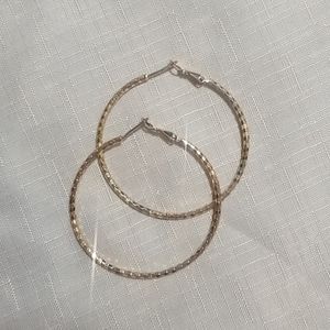 NWOT- 2" Goldtone Fashion Hoop Earrings
